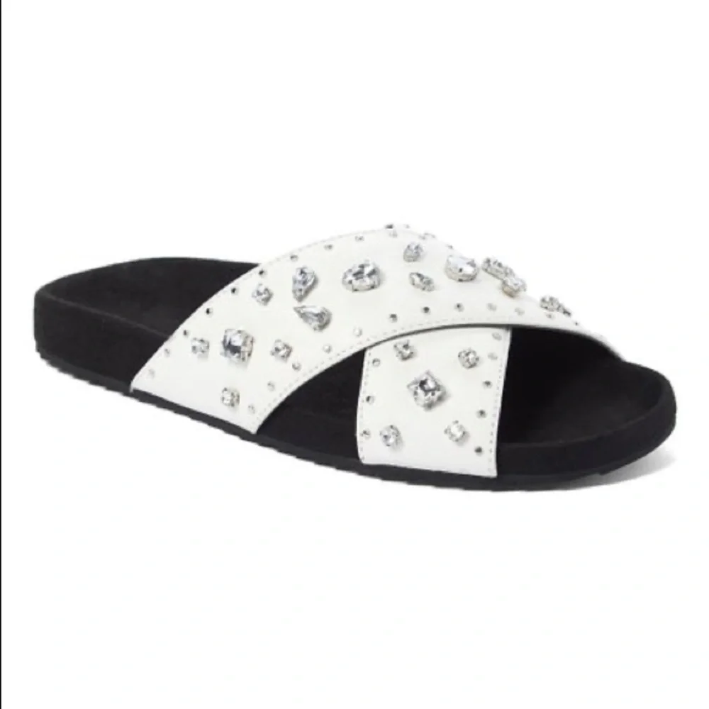 Rebecca Minkoff White Theo Jewels Leather Sandal